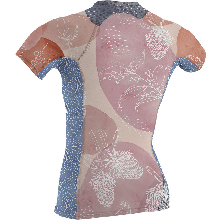 2022 O'Neill Womens Side Print Short Sleeve Rash Vest 5405S - Desert Bloom / Drift Blue